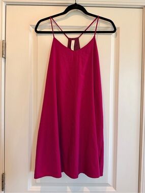 Peppermint Hot Pink Slip Dress with Thin Straps